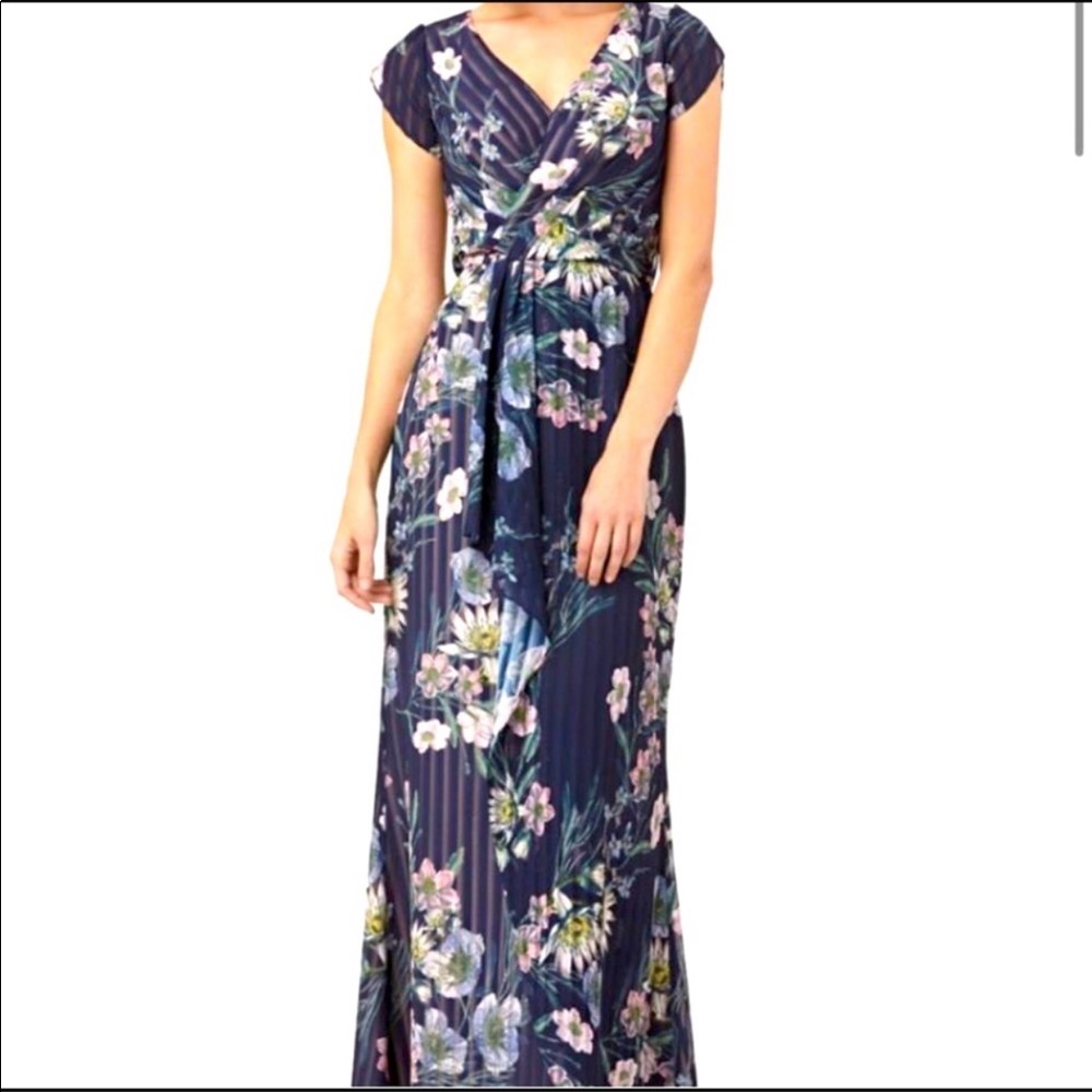 Kay Unger Blue Ricarda Maxi Formal Dress sz 10